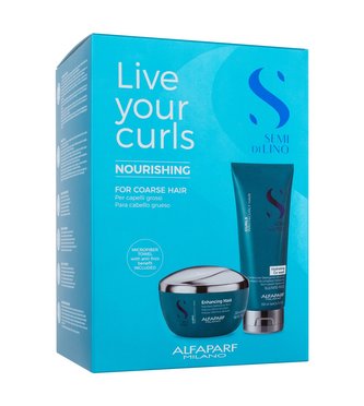 ALFAPARF MILANO Semi Di Lino čisticí krém na vlasy Semi Di Lino Curls Hydrating Co-Wash 200 ml + maska na vlasy Semi Di Lino Curls Enhancing Mask 200 ml + ručník