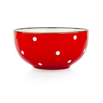 MISKA ČERVENÁ S BIELÝMI PUNTÍKMI,490ML,13CM KERAMIKA