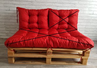 Paletová prošívaná opěrka ANGELO 60x40 cm, barva ČERVENÁ, MyBestHome