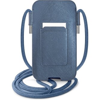 Guess PU Saffiano Metal Logo Pouch kapsa (L) modrá