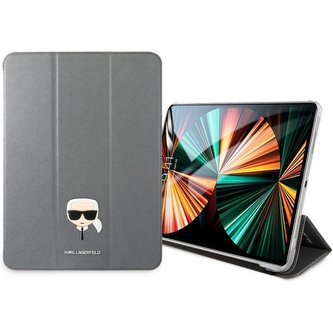 Karl Lagerfeld Head Saffiano pouzdro iPad Pro 12.9" stříbrné