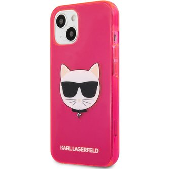 Karl Lagerfeld TPU Choupette Head Case iPhone 13 Fluo růžový