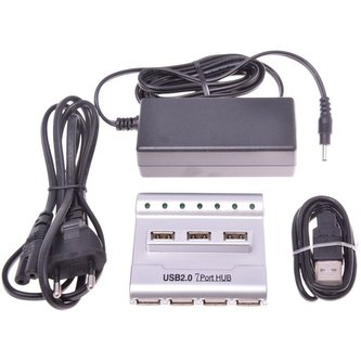 PremiumCord USB 2.0 Hub 7-portový s externím napájením