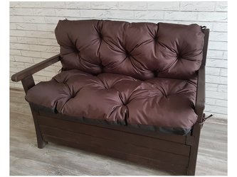 Prošívané sezení JONAS, polstr na zahradní lavici - sedák s opěrkou, HNĚDÁ, 100x60x50 cm, Mybesthome