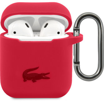 Lacoste Liquid Silicone Glossy Printing Logo Pouzdro pro Airpods 1/2 Red