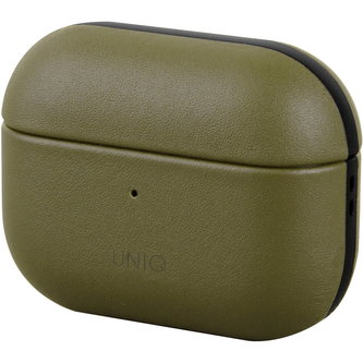 UNIQ Terra kožené pouzdro AirPods Pro olivově zelené