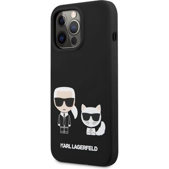 Karl Lagerfeld and Choupette Liquid Silicone Cover iPhone 13 Pro černý