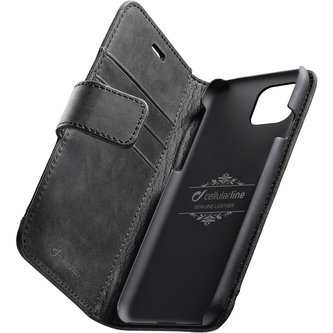 Cellularline Supreme kožené flipové pouzdro Apple iPhone 11 Pro Max černé