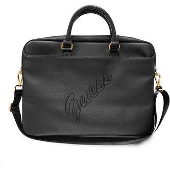 Guess PU Saffiano Vintage Script brašna pro 15/16" Macbook/notebook černá