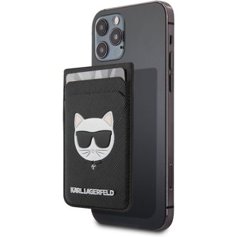 Karl Lagerfeld Saffiano MagSafe Magnetic Wallet Choupette Head černá