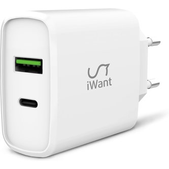 iWant dvojitá síťová nabíječka 38W bílá