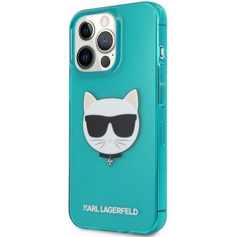 Karl Lagerfeld TPU Choupette Head Case iPhone 13 Pro Fluo modrý