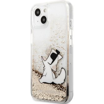 Karl Lagerfeld Liquid Glitter Choupette Eat Cover iPhone 13 mini zlatý