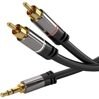 PremiumCord stíněný kabel stereo Jack 3.5mm - 2x Cinch M/M HQ černý 1,5m