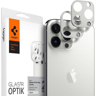 Spigen tR Optik 2 Pack tvrzené sklo na fotoaparát iPhone 13 Pro/Max stříbrné