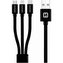 SWISSTEN Textile USB 3v1, Lightning MFi/microUSB/USB-C 1,2m černý