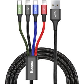 Baseus Fast 4-in-1 kábel s 2x Lightning/USB-C/MicroUSB 3.5A 1.2m čierny