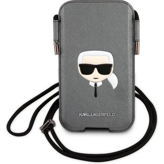 Karl Lagerfeld Head Saffiano PU Pouch kapsa (L) šedá
