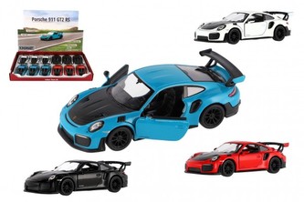 Auto Kinsmart Porsche 911 GT2 RS kov/plast 13cm 4 farby na spätné natiahnutie 12ks v boxe
