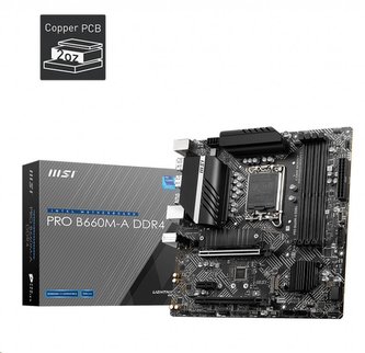 MSI MB Sc LGA1700 PRO B660M-A DDR4, Intel B660, 4xDDR4, 2xDP, 2xHDMI, mATX MSI MB Sc LGA1700 PRO B660M-A DDR4, Intel B660, 4xDDR4, 2xDP, 2xHDMI, mATX