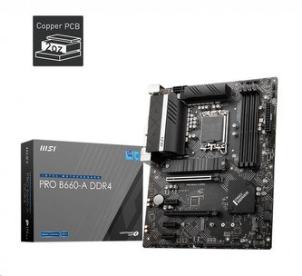 MSI MB Sc LGA1700 PRO B660-A DDR4, Intel B660, 4xDDR4, 1xDP, 1xHDMI, 1xVGA