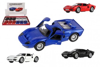 Auto Kinsmart 1966 Ford GT40 MKII kov/plast 13cm 4 farby na spätné natiahnutie 12ks v boxe