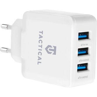 Tactical 3x USB-A cestovní nabíječka bílá