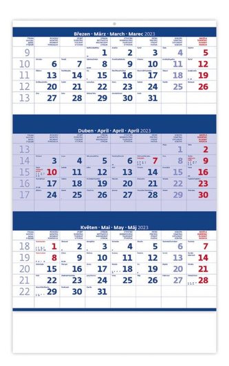Kalendář nástěnný 2023 - Tříměsíční modrý