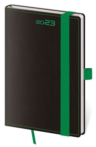Diář 2023 Black Green/týdenní, kapesní s poutkem na propisku