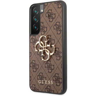 Guess PU 4G Metal Logo kryt Samsung Galaxy S22 hnědý