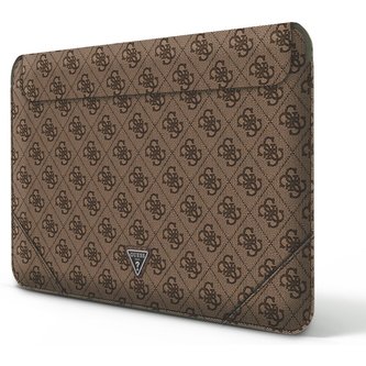 Guess PU 4G Triangle Metal Logo Computer Sleeve 16" hnědý