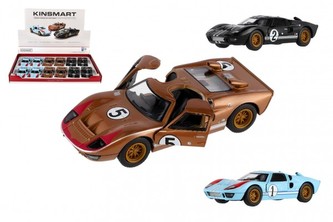 Auto Kinsmart 1966 Ford GT40 MKII Herit kov/plast 13cm 3 farby na spätné natiahnutie 12ks v boxe