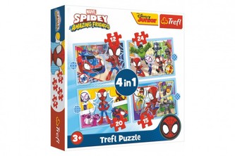 Puzzle 4v1 Spidey a jeho úžasní priatelia/Disney Marvel v krabici 28x28x6cm