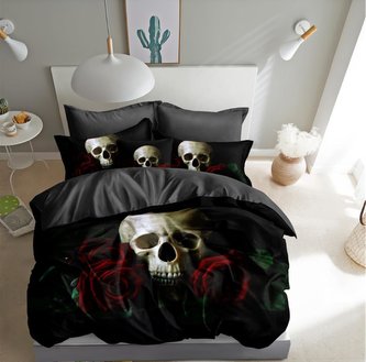 Povlečení SKULL 3D 1x 140x200 cm, 2x povlak 70x80 cm MyBestHome