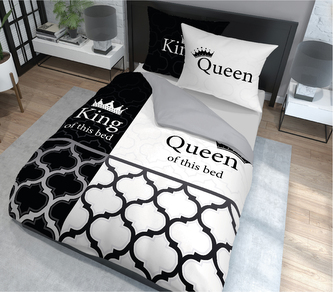 Povlečení KING AND QUEEN 100% saténová bavlna 1x 200x220 cm, 2x povlak 70x80 cm francouzské povlečení MyBestHome