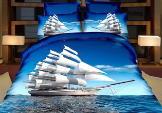 Povlečení 3D PLACHETNICE francouzské povlečení, 1x 200x220 cm, 2x povlak 70x80 cm + dárek  MyBestHome