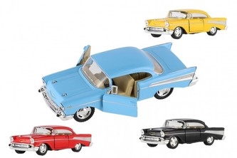 Auto Kinsmart 1957 Chevrolet Bel Air kov/plast 12cm 4 farby na spätné natiahnutie 12ks v boxe