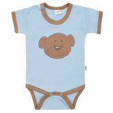 Kojenecké bavlněné body s krátkým rukávem New Baby BrumBrum blue brown - velikost 68 (4-6m)