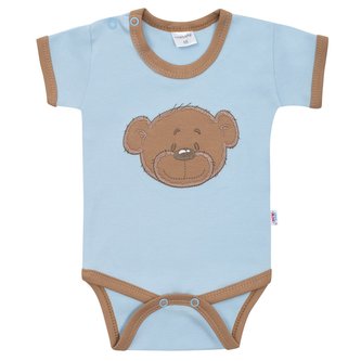 Kojenecké bavlněné body s krátkým rukávem New Baby BrumBrum blue brown - velikost 68 (4-6m)