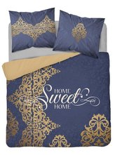 Povlečení MY HOME 26 100% bavlna modrá/zlatá 1x 200x220 cm, 2x povlak 70x80 cm francouzské povlečení MyBestHome