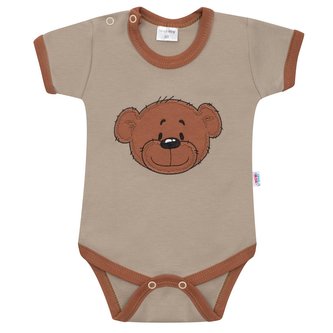 Kojenecké bavlněné body s krátkým rukávem New Baby BrumBrum latte brown - velikost 62 (3-6m)