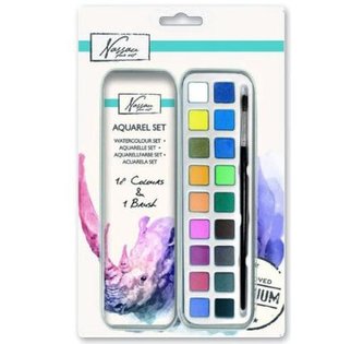 Nassau Akvarelové barvy v kovovém boxu 18 ks