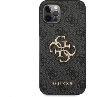 Guess PU 4G Metal Logo kryt iPhone 12 Pro Max šedý