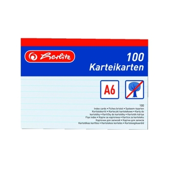 Herlitz - Karty do kartotéky A6, biele, linka