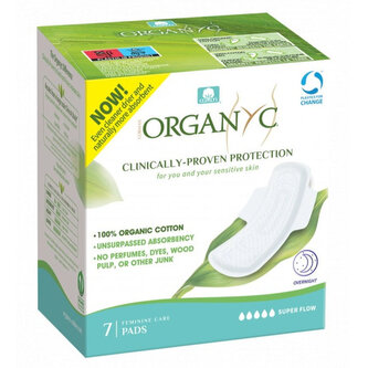 Organyc Vložky extra silné prodloužené s křidélky BIO 7 ks