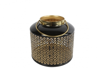 Kovová lucerna Shana černo-zlatá 19,5x18,5 cm