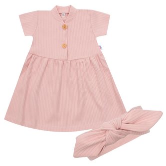 Kojenecké bavlněné šatičky s čelenkou New Baby Practical - velikost 74 (6-9m)