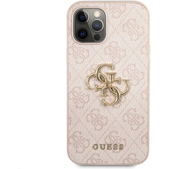 Guess PU 4G Metal Logo kryt iPhone 12/12 Pro růžový