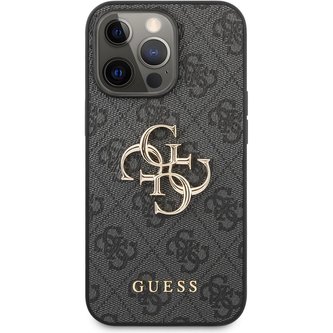 Guess PU 4G Metal Logo Case iPhone 13 Pro šedý