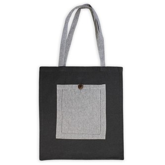HOME ELEMENTS Taška s kapsou a knoflíkem, tmavě a světle šedá, z recyklované bavlny